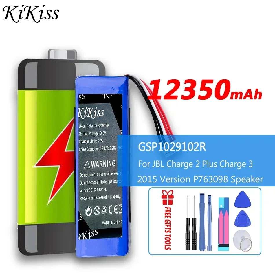 จีเอสพี 12350mAh 1029102 แบตเตอรี่ลําโพง R สําหรับ JBL Charge 2 Plus / Charge 2+ / Charge 3 2015 เวอร์ชัน P 763098   แบตเตอรี่เครื่องเล่น Bateria