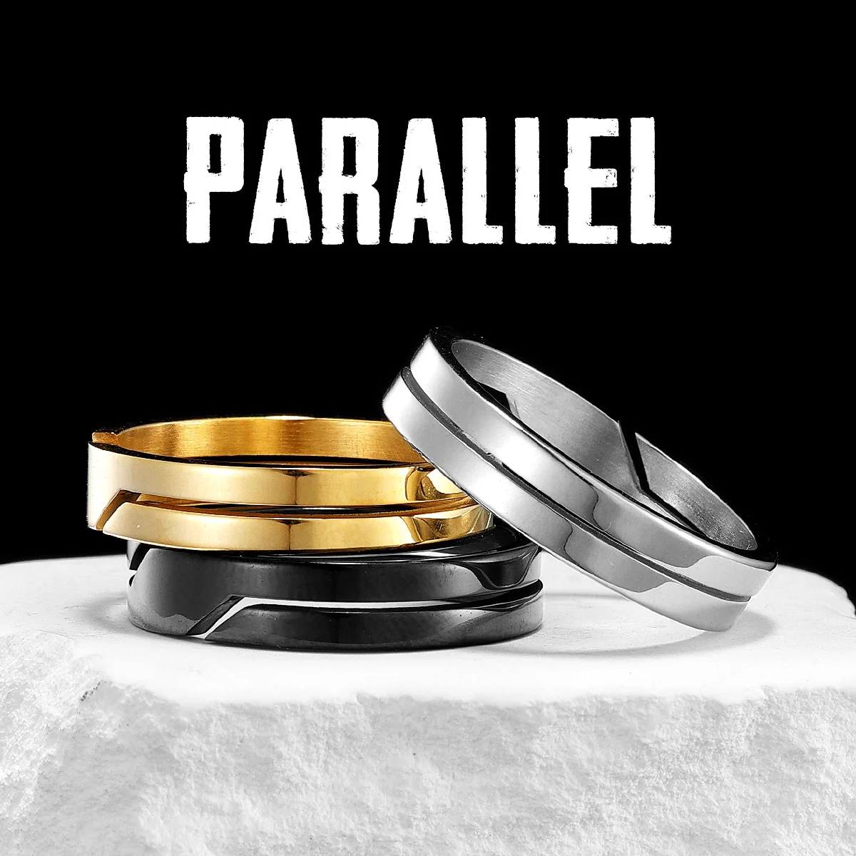 Minimalism Parallel Stainless Steel Men Rings Punk New In For Male Women Fashion Jewelry Creativity Gift Wholesale Dropshiping