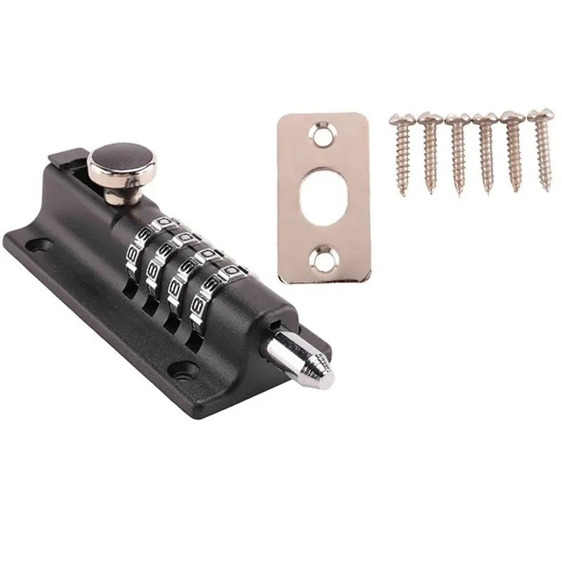 A74E-2X Password Lock Black Bolt Metal Door Latch Safety Combination Digit Padlock Outdoor Home Wood Gate Hardware