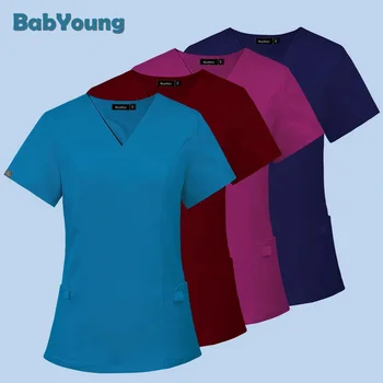 Arts Blouse Tandarts Overalls Verpleegster Uniform Vrouwen Korte Mouw Verpleging Scrubs Tops Schoonheidssalon Uniform Scrubs Blouse