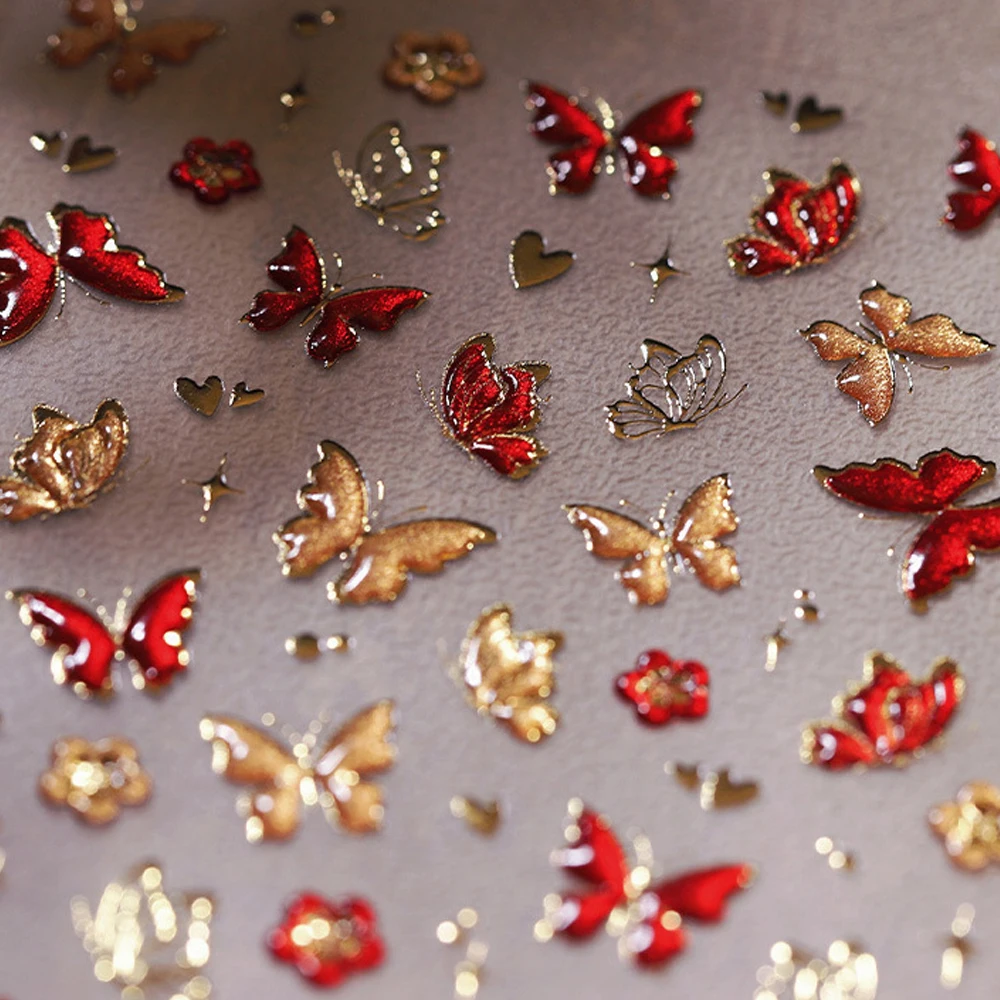 Luxe vlinder 5D nail art stickers metaal edelsteen paars onregelmatige vleugels zelfklevende decoraties elegante manicure sticker DIY