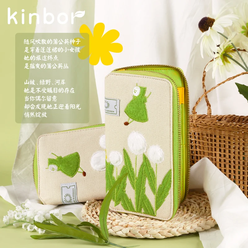 Kinbor Cute Week Planner Zipper Package Dandelion's Summer Plan Hand Book Notebook Sub-Diary Punch Book Efficiency Schedule Book