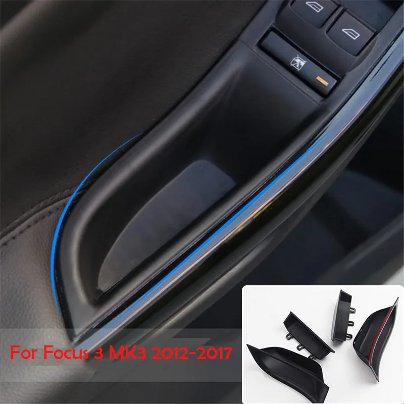 For Ford Focus 3 MK3 2012-2017 Car Accessories 2pc Front Rear Door Handle Storage Box Door Armrest Pallet Container Stowing Tray