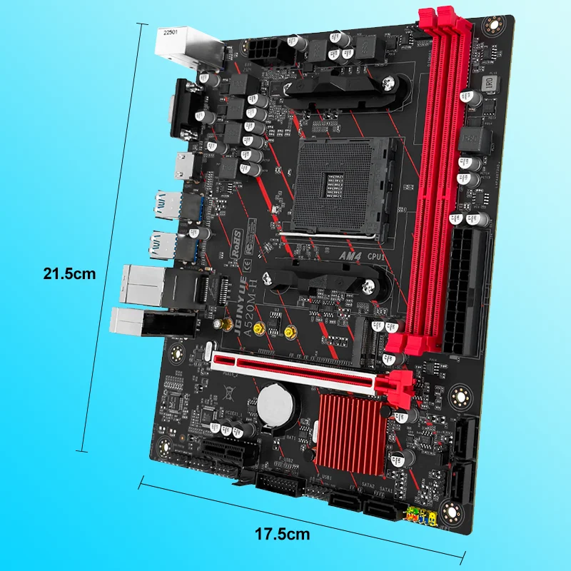 JGINYUE AM4 Motherboard supports AMD Ryzen R3 5 7 1/2/3/4/5th CPU processors DDR4 dual channel Memory RAM M-ATX A520M-H