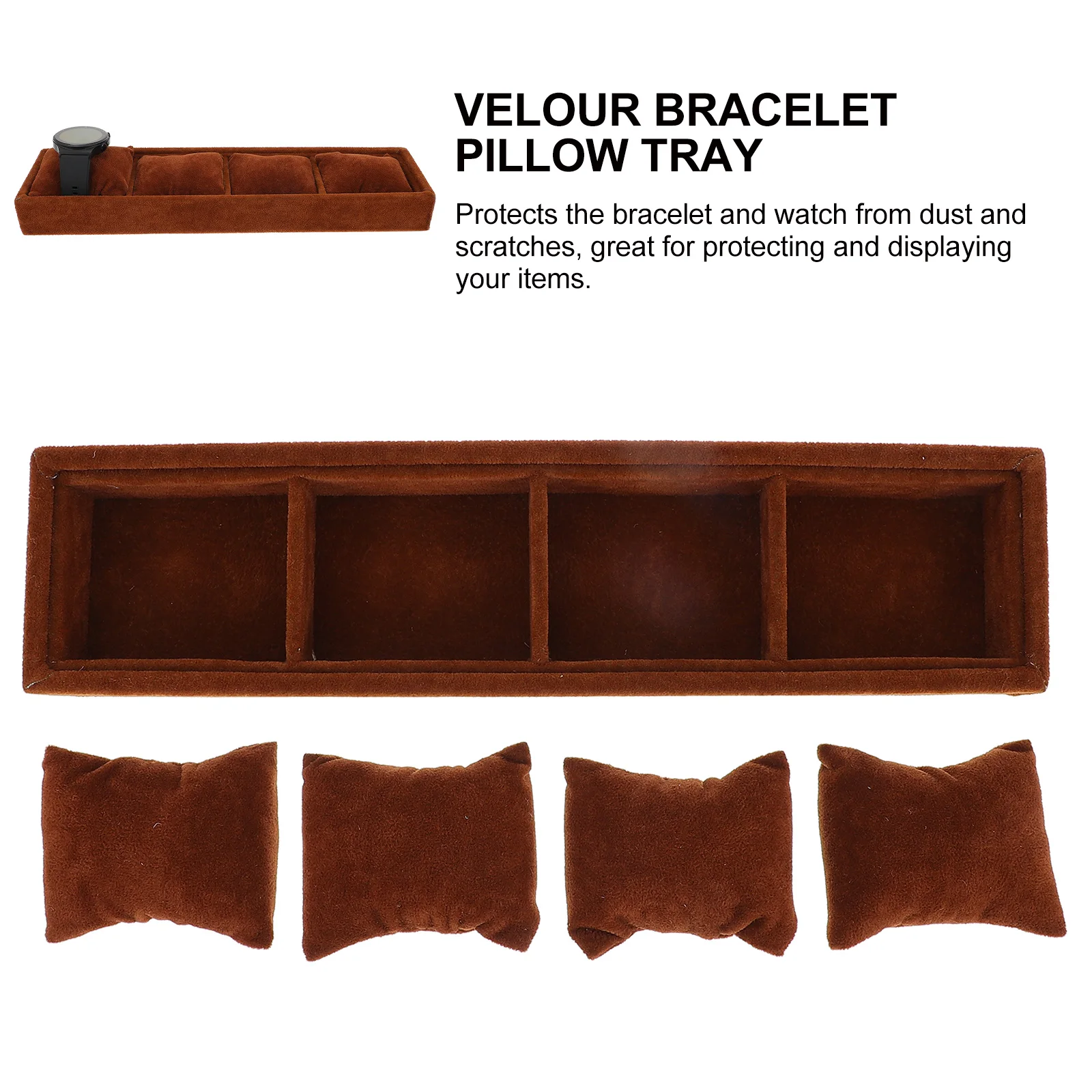 

Elegant Watch Tray Organizer Soft Pillow Compartments Bracelets Bangles Storage Display Cuffs Tray Jewelry Holder Party Decor