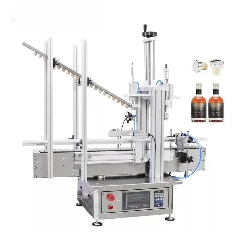 ZS-XG1870D1 Pneumatic Automatic Wooden Cork Feeding Pressing Machine Desktop Capping Machine for Glass Wine Bottle