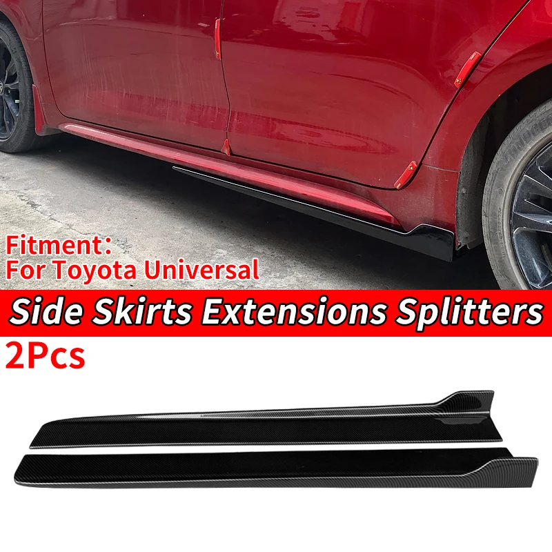 Car Side Skirts Extensions Bumper Door Lip Splitters Winglet Carbon Look Accessories For Toyota Universal Carola Camry Mark X