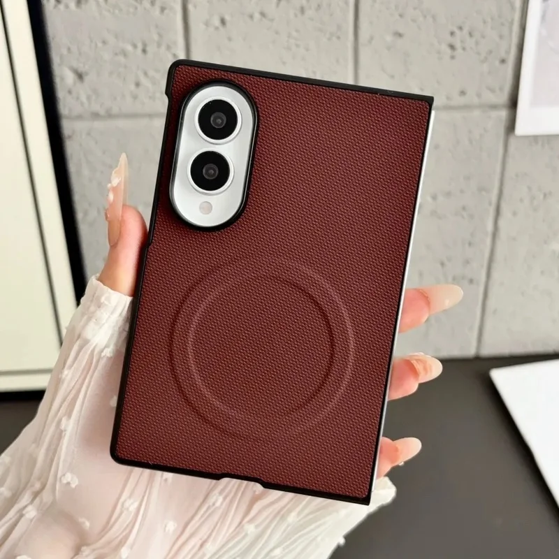 Phone Case: For Samsung Galaxy Z Fold 8 Case Luxury PU Skin Magnetic MagSafe Protective Back Cover For Z Fold 8 Ultra Phone Case