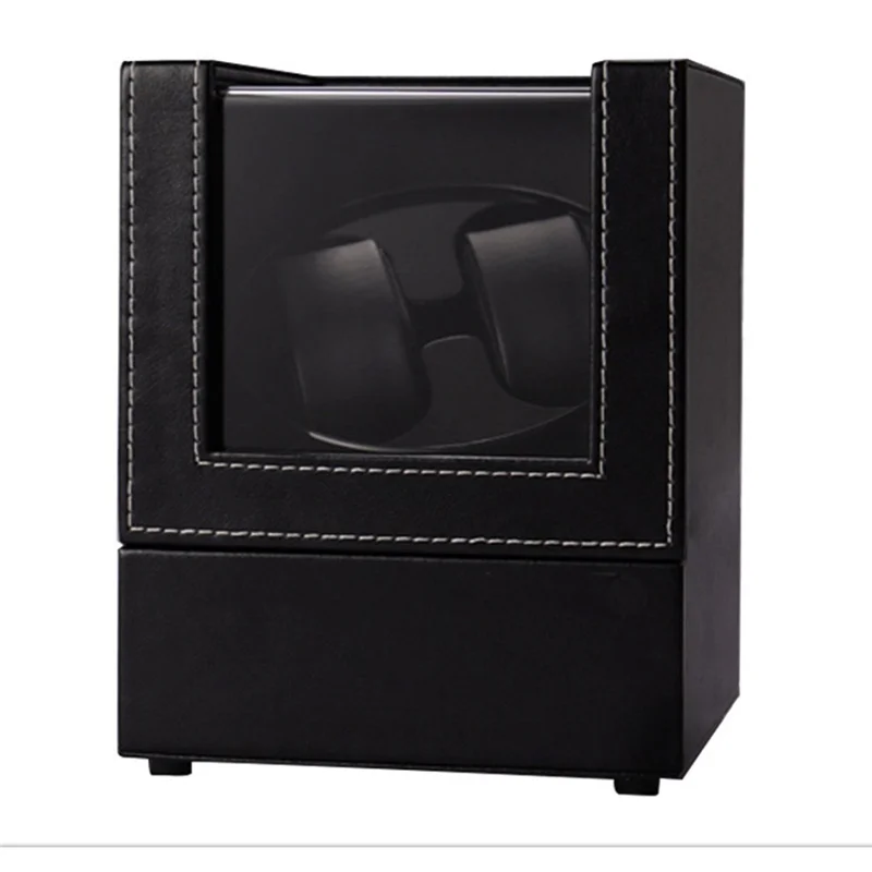 ملفاف ساعة مزدوج للساعات الأوتوماتيكية، ملفاف ساعة أوتوماتيكي، صندوق جلدي، 2 فتحات، ملفاف ساعة للرجال