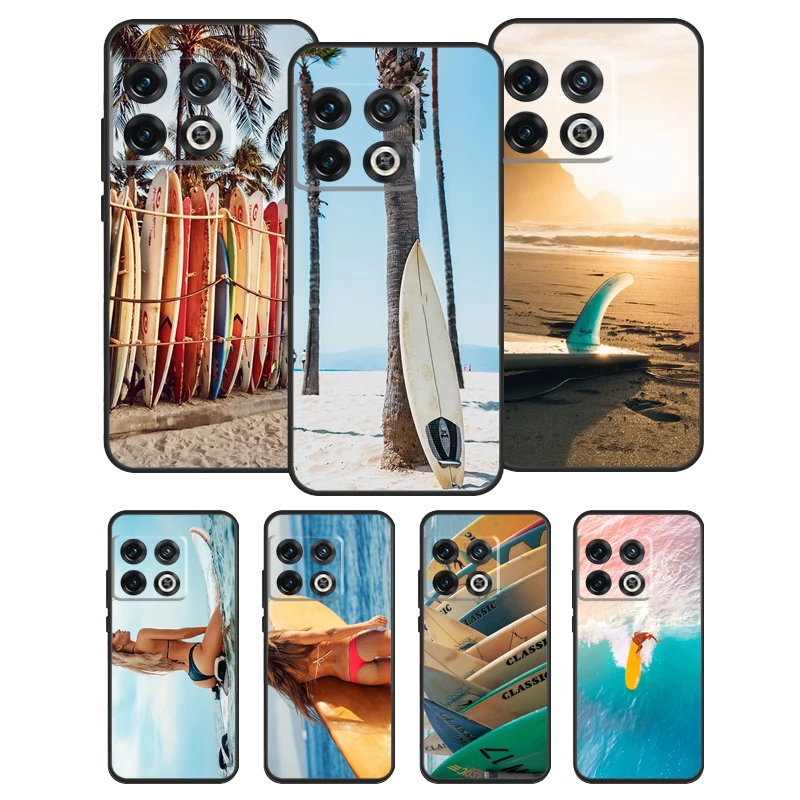 Summer beach surfboard surfing Silicone Case For Oneplus Ace 10 9 Pro 8T Nord 2 2T N10 20 N100 200 Luxury Soft Cover Coque