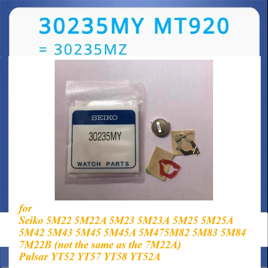 MT920 30235MY condensateur MT-920 3023.5MY 3023-5MY batterie de montre pour montre cinétique Seiko 5M22 5M23 5M25 5M42 5M43 5M45 et plus