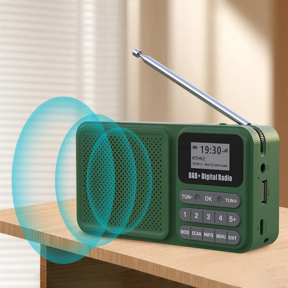 Portable DAB+ Digital Radio Bluetooth-Compatible Solar Powered/Rechargable Wireless Speaker Supports U Disk TF Card MP3 Play
