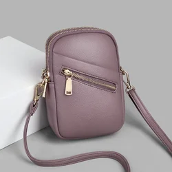 High Quality small Women's phone Bag Luxury soft Leather Messenger Shoulder Bags for women Solid Color Female Purses and Handbag