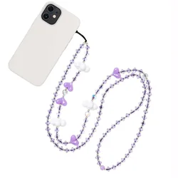 HERLOOK New White Clouds Phone Chain Beads Long String for Cell Phones Heart Charm Stylish Y2K Accessories Mobile Lanyard
