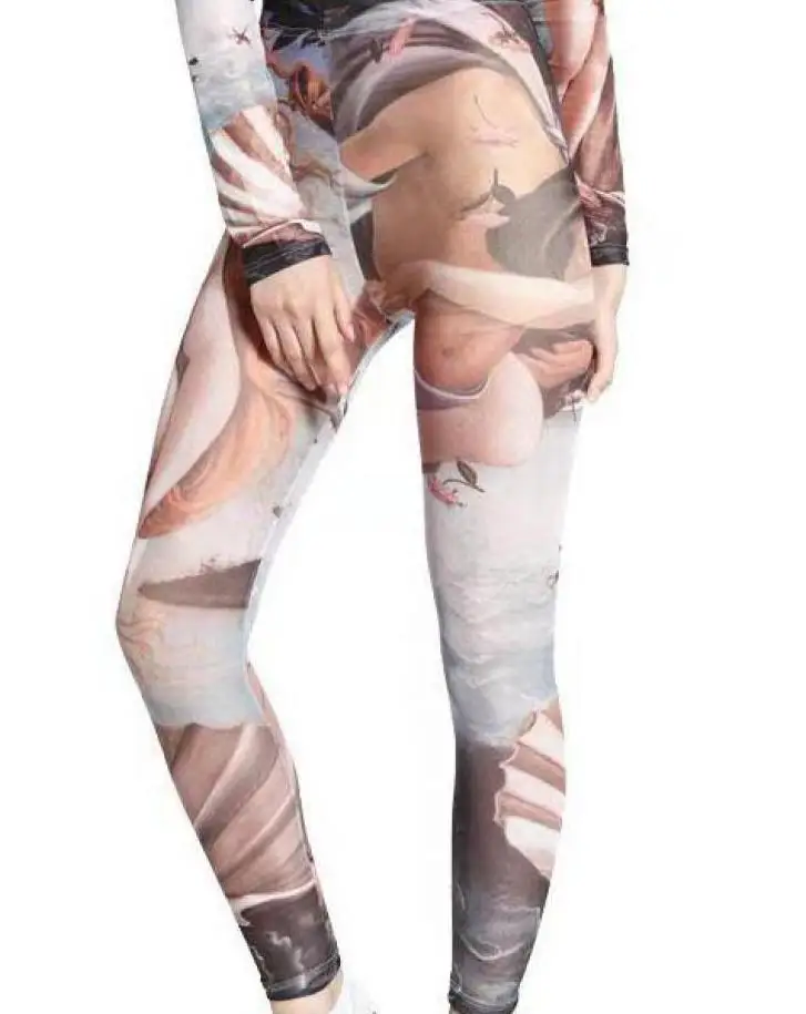 กางเกงเลกกิ้งผู้หญิงลายตาข่าย เซ็กซี่ เอวสูง ยืดหยุ่น กระชับรูปร่าง สำหรับออกกำลังกาย วิ่ง หรือใส่เล่นกีฬา ลายพิมพ์ แฟชั่นฤดูใบไม้ผลิ