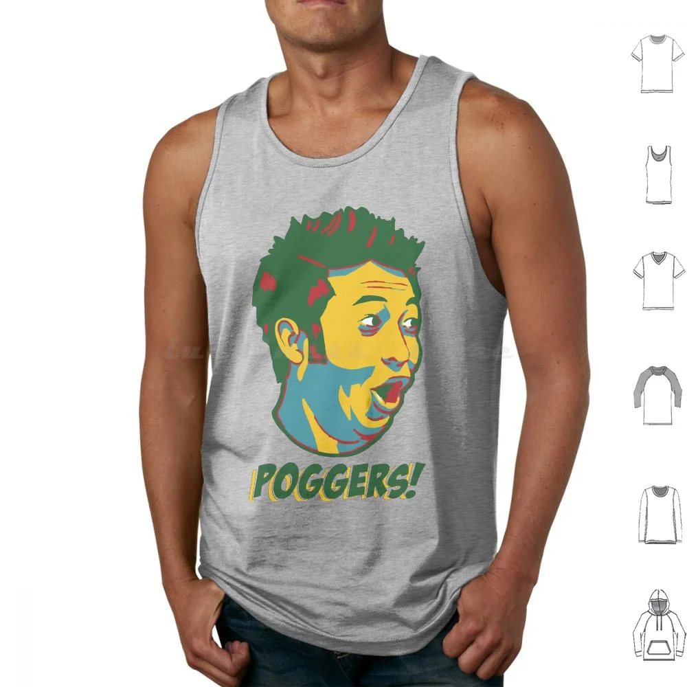 Poggers-Pog Champ Style Tank Tops Print Cotton Poggers Pogger Pogchamp Meme Hip Cool Twitch Twitch Emotes Pog Pog Champ