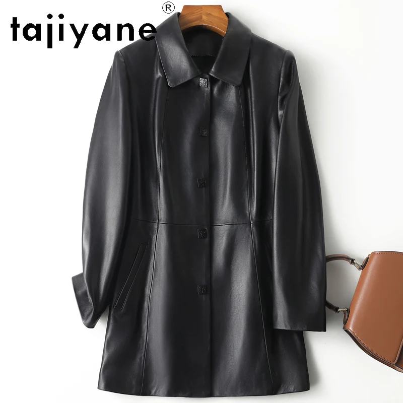 سترة من الجلد الطبيعي من TAJIYANE معاطف نسائية عالية الجودة من جلد الغنم سترات أنيقة من الجلد الحقيقي لخريف 2025 ملابس نسائية 가dechı켓 gio자