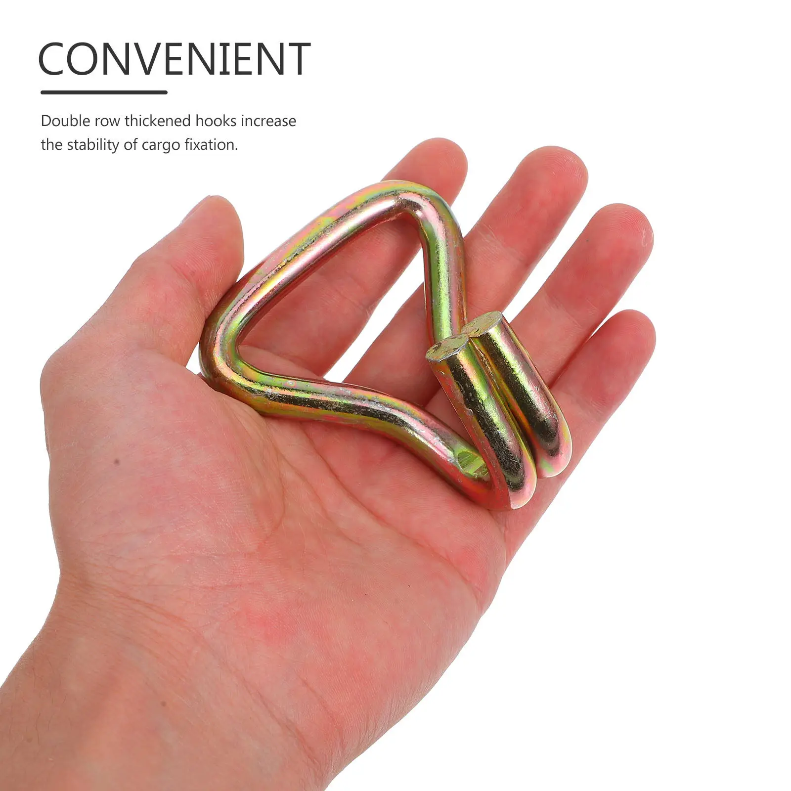 4Pcs Heavy Duty Steel Double J Hook Strap Hooks for Tie Down Straps Cargo Securing Motorcycle Scooter Bike Ratchet Strap
