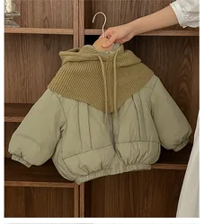 Girls Down Coat Children Korean Style Jacket Autumn and Winter New Childrens Girls Baby Knitted Hat White Duck Down Coat