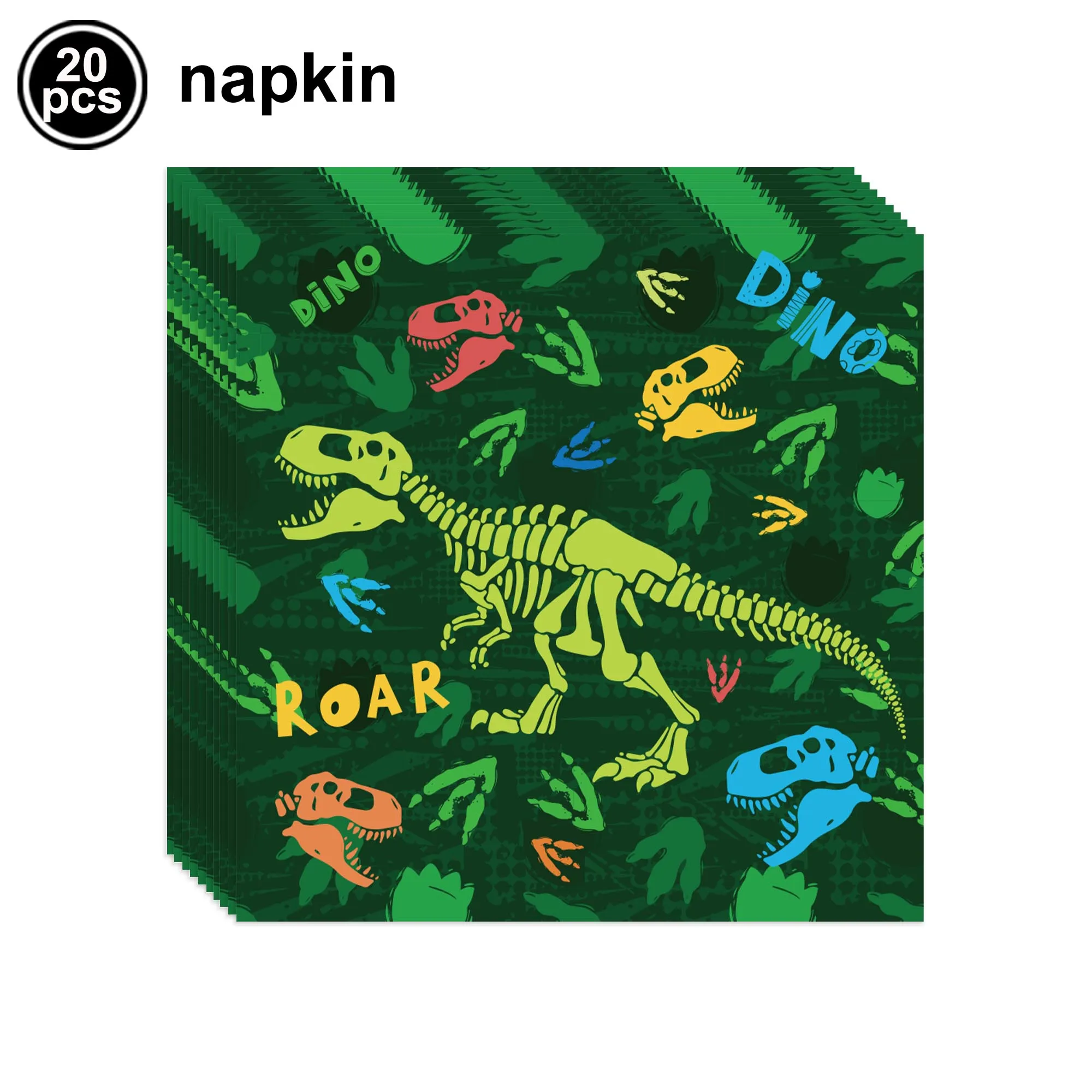 Dinosaur Theme Disposable Tableware Paper Plates Cups Napkins Tablecloth Banner  Boys Dinosaur Birthday Party Decor Supplies