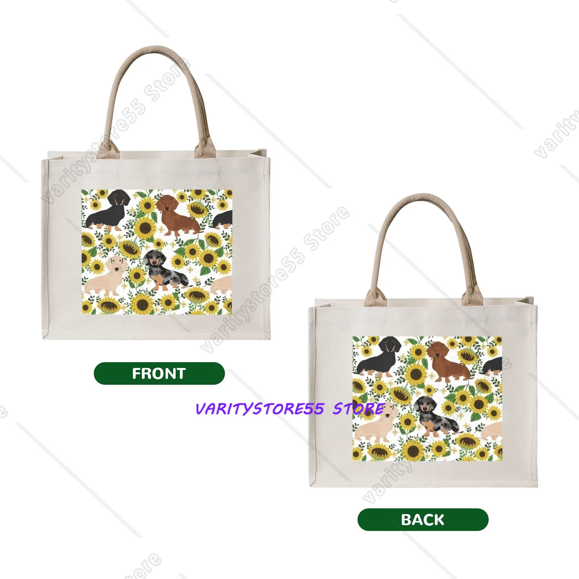Funny Print Badger Sausage Dog  Shopping Tote Bags Portable Shopper Shoulder Dachshund Puppy  Handbag