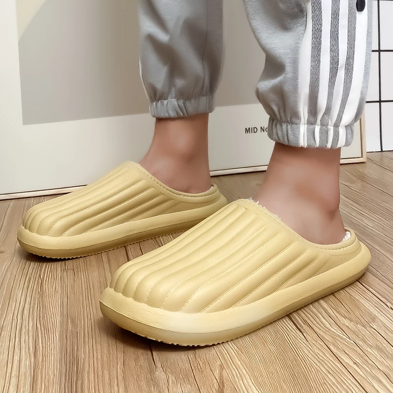 Unisex Home Slipper 2022 New Winter Waterproof EVA Slippers Plush Warm Lining Man House Warm Clogs High Quality Women Shoe
