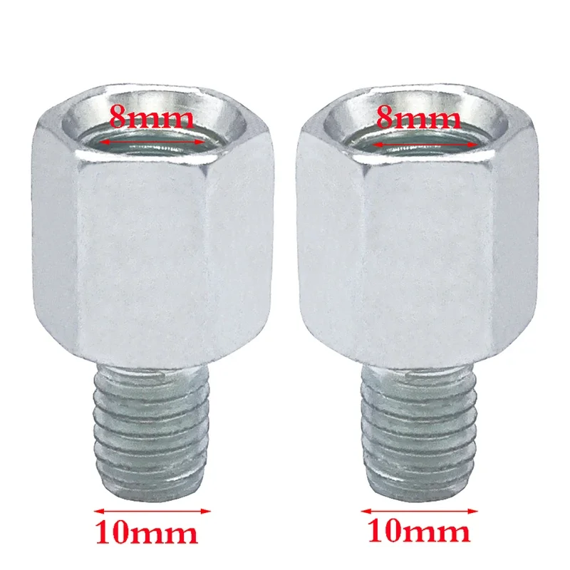 1 Pair Universal Mirror Adapter M10 M8 Clockwise Motorcycle Motorbike Rearview Mirror Adapter Bolt Steel Metal for Motorcycle