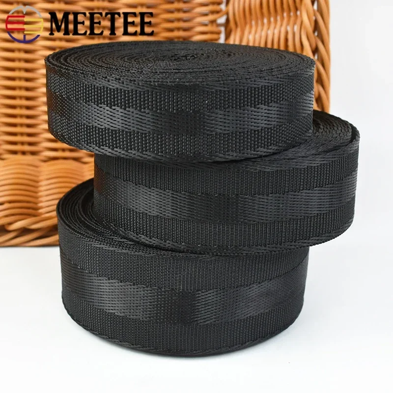 1-5M 25/32/38mm Nylon Webbing 1.2mm Thick Black Car Seat Belt Backpack Strap Sling Band Sewing Braid Binding Trim Hand Accessory