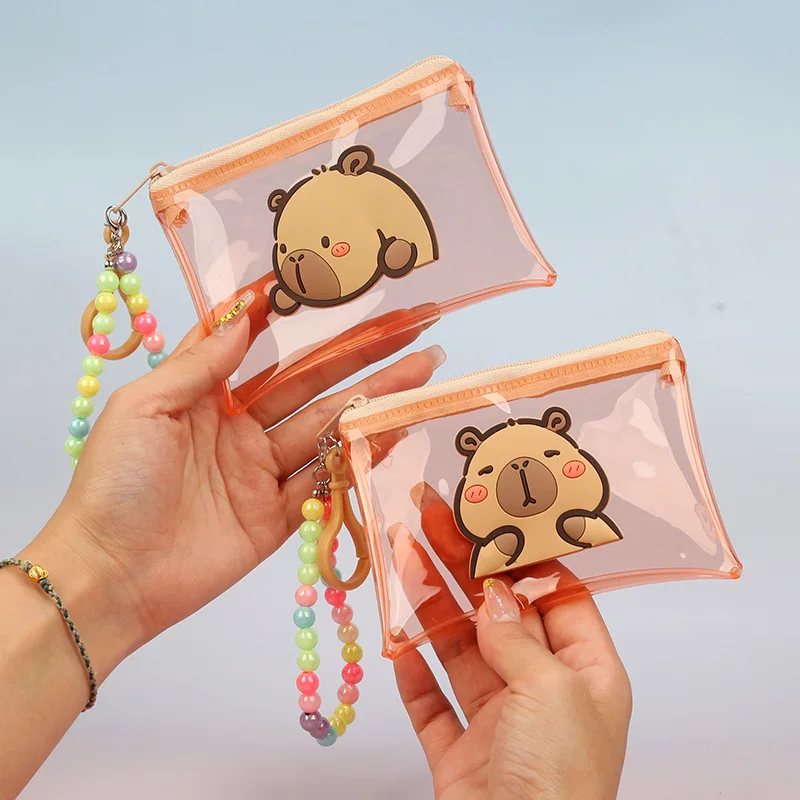 Portable Waterproof Mini Storage Bag Cartoon PVC Capybara Coin Purse Pouch Cute Transparent Card Organizer Children Gifts