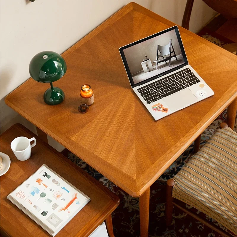 Mesa de jantar de madeira maciça retro teca retangular combinação de mesa de jantar e cadeira