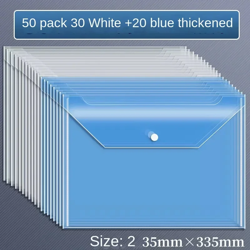 Saco De Documento De Plástico Transparente, espessado Saco De Arquivo, Snap Encerramento, Teste De Papel, Estudante Escritório Papelaria