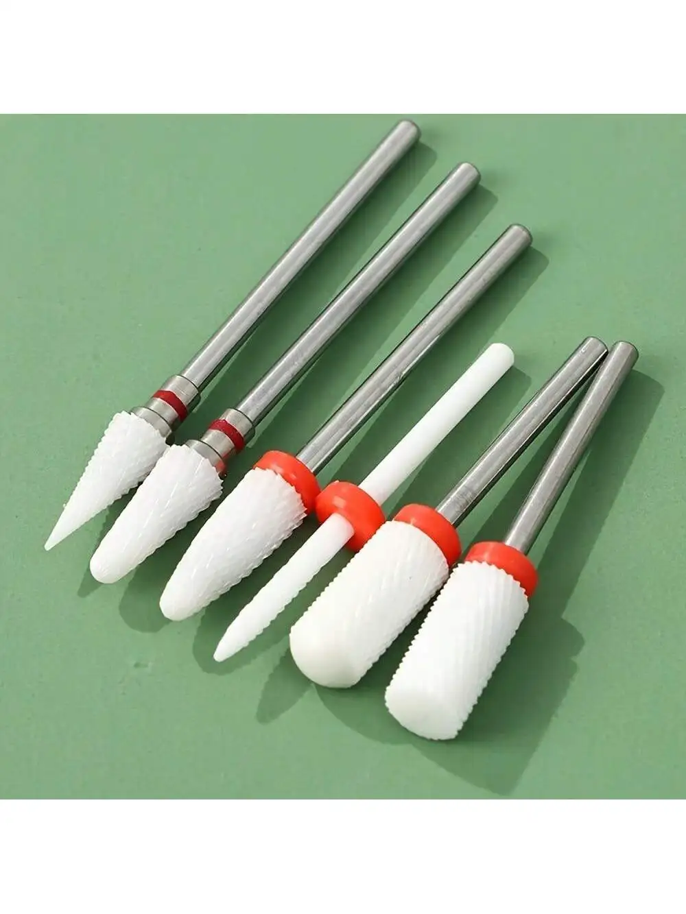 2/6Pcs Ceramic Nail Polishing Bits Set - Nail Drill Bits, Polishing Cleaning Brush. Pedicure Remover for Acrylic Gel