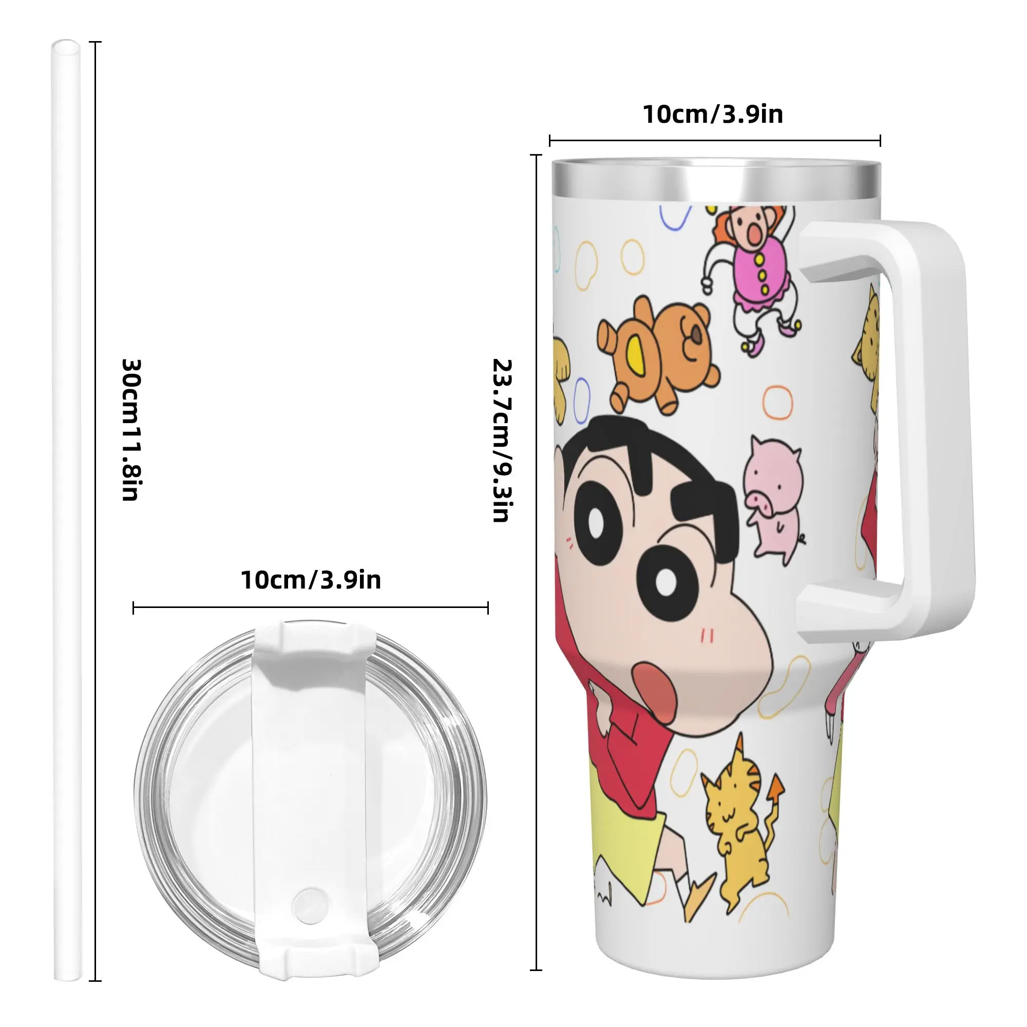 Gobelet en acier inoxydable Crayons Shin-chans tasse à café étanche boisson froide tasses de voiture voyageur bouteille d'eau personnalisée