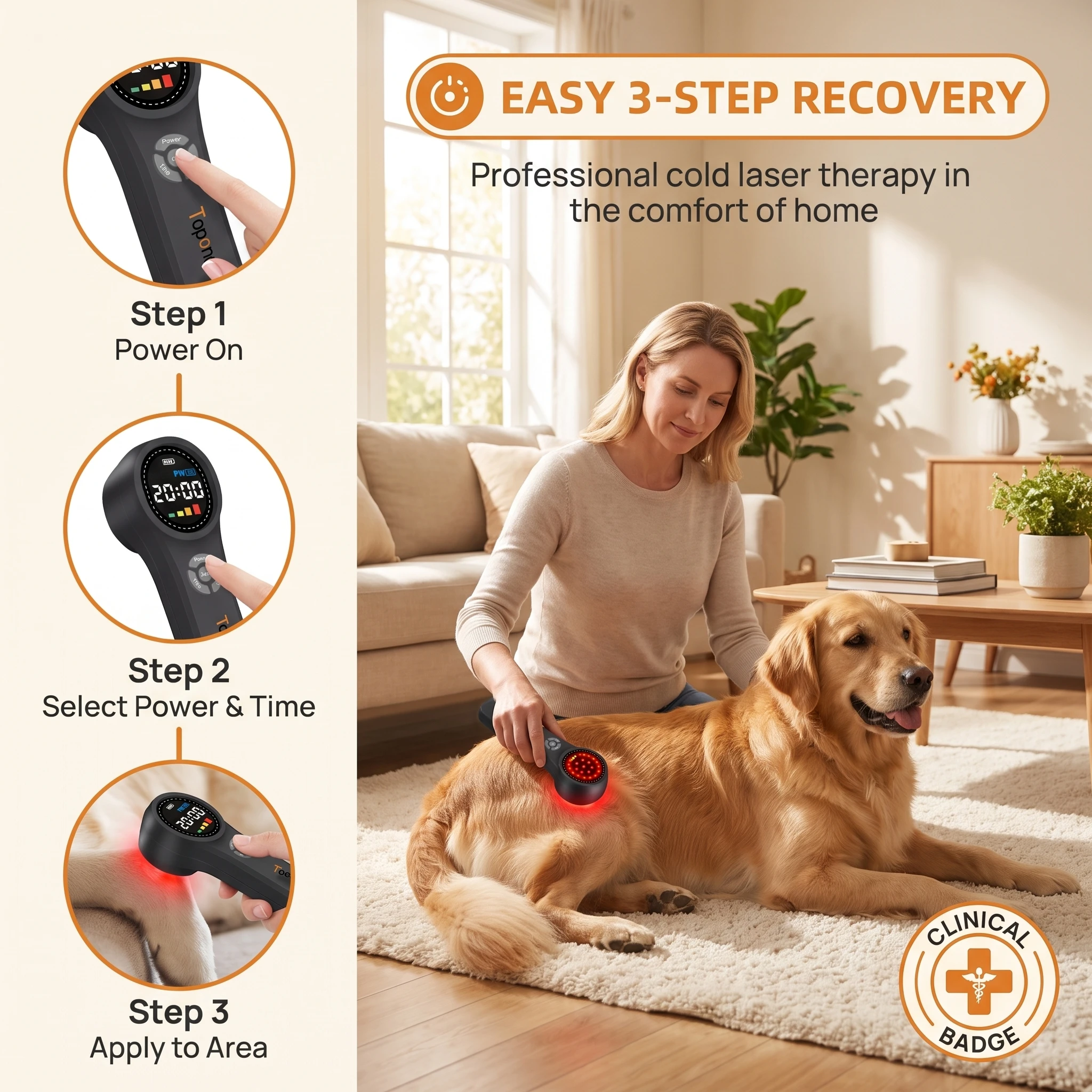 Toponechoice Class 4 Laser Therapy Device for Knee Pain Osteomyelitis Support Non-invasive Safe Operation