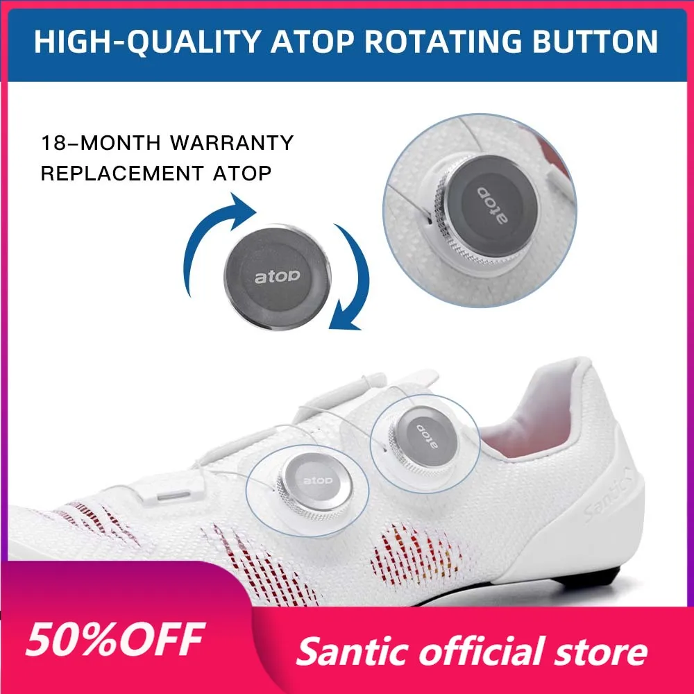 Santic Cycling Shoes Carbon Fiber Road Lock Shoes Competition Ultra Light Cycling Shoes Male and Female 14 Hardness