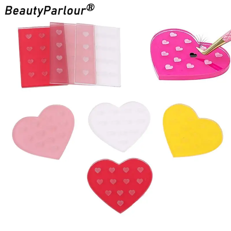 1PCS Heart Glass Gasket False Eyelash Stand Glue Holder Pad Eyelashes Extension Adhesive Pallet Paste Glue Pad Makeup Tool