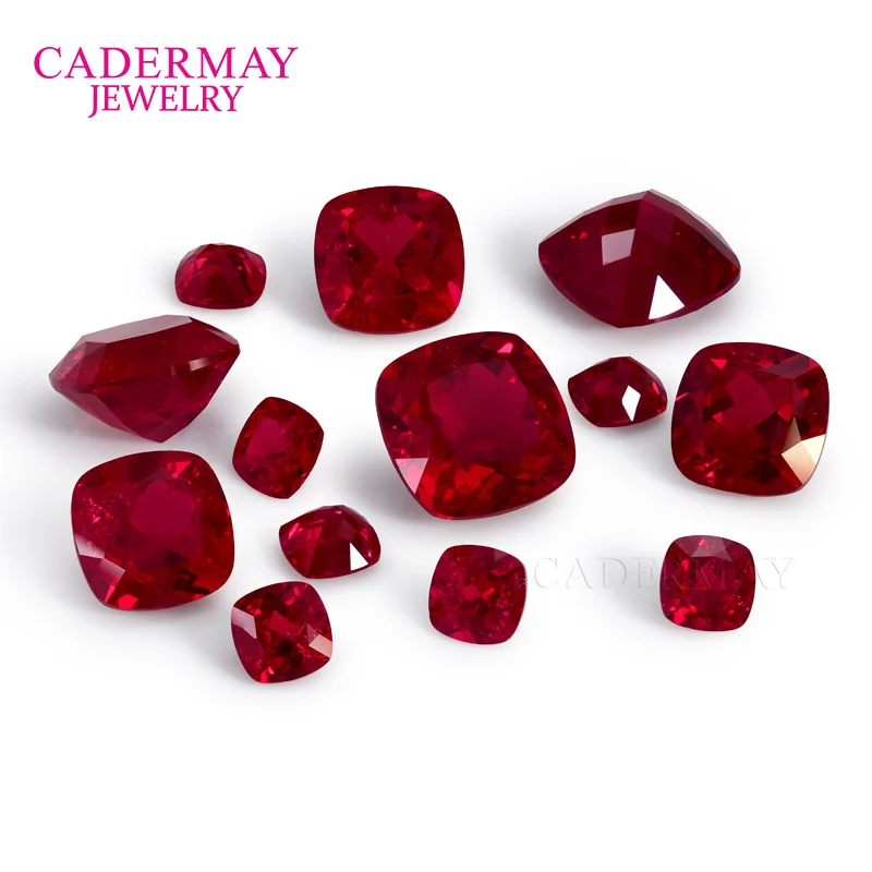 

Lab Grown Ruby Loose Stone 4mm-15mm Cushion Shape Pigeon Blood Red Synthetic Ruby Bead Lab Ruby Loose Gemstones With Inclusions