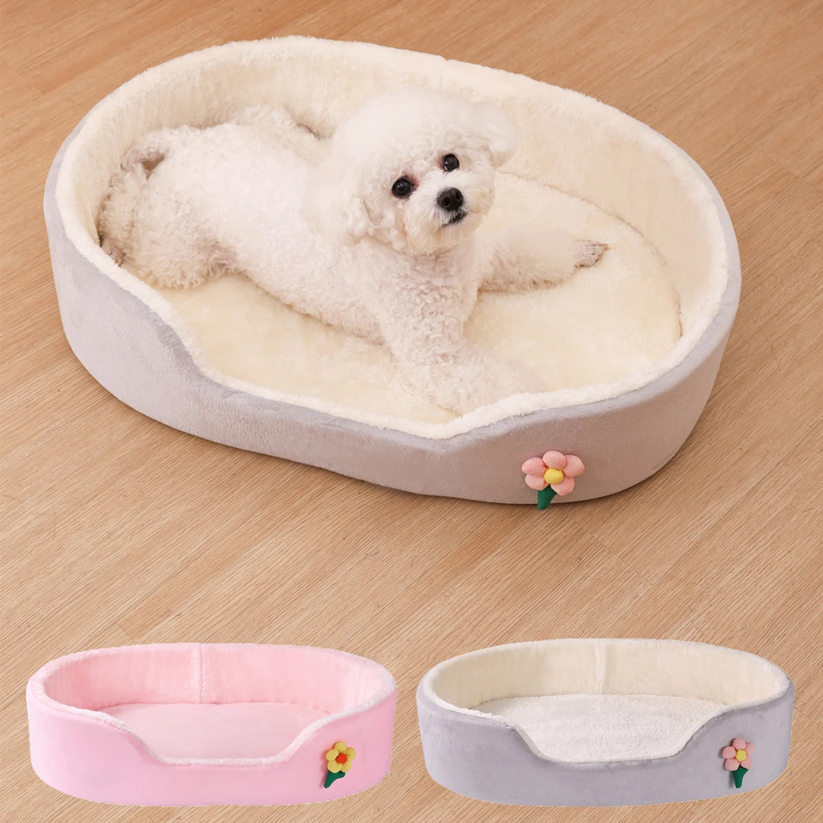 Dog Bed for Small Dog House Flower Cat Bed Fence Shape Pet House High Elastic Dog Basket Thickened Cat Kennel Pet Accessories