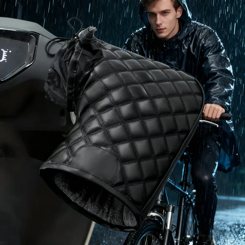 

Winter Warm Electric Motorcycle Handlebar Cover Scooter Gloves Waterproof & Windproof Thick Cotton Safe for Outdoor Riding