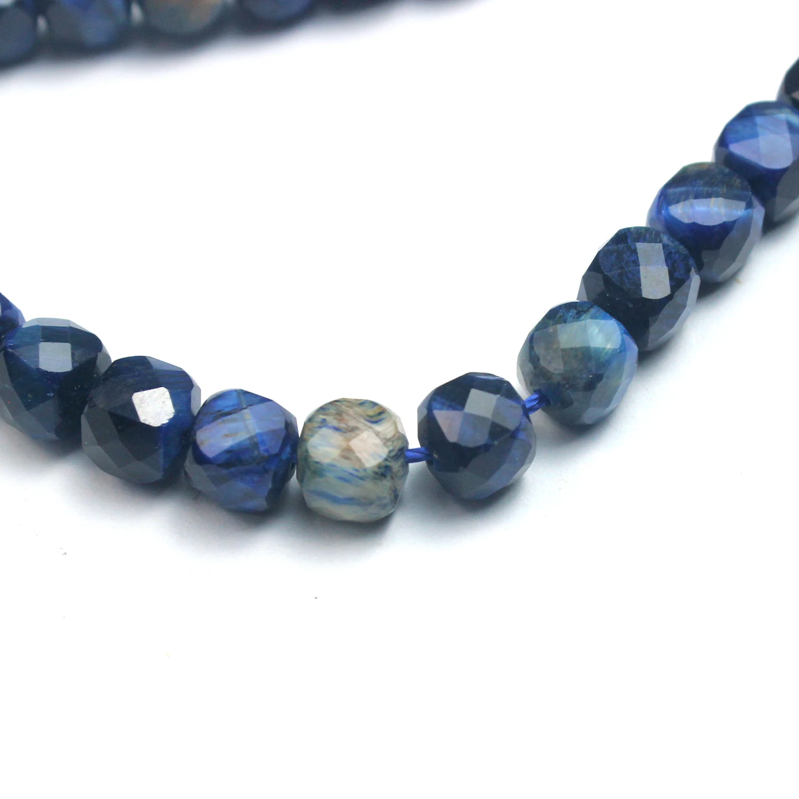 Faceted Blue Tiger Stone Cube Beads Diy Handmade Bracelet Necklace Accessories Scattered Beads
