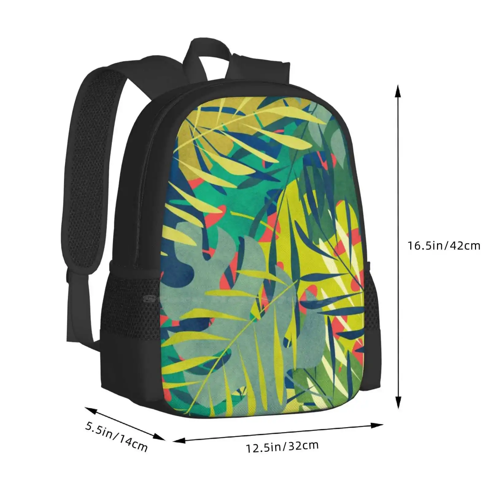 Eden School Bags Travel Laptop Backpack Eden Garden Tropical Jungle Greenery Leaves Monstera Foliage Tracie Andrews Leaf Stems