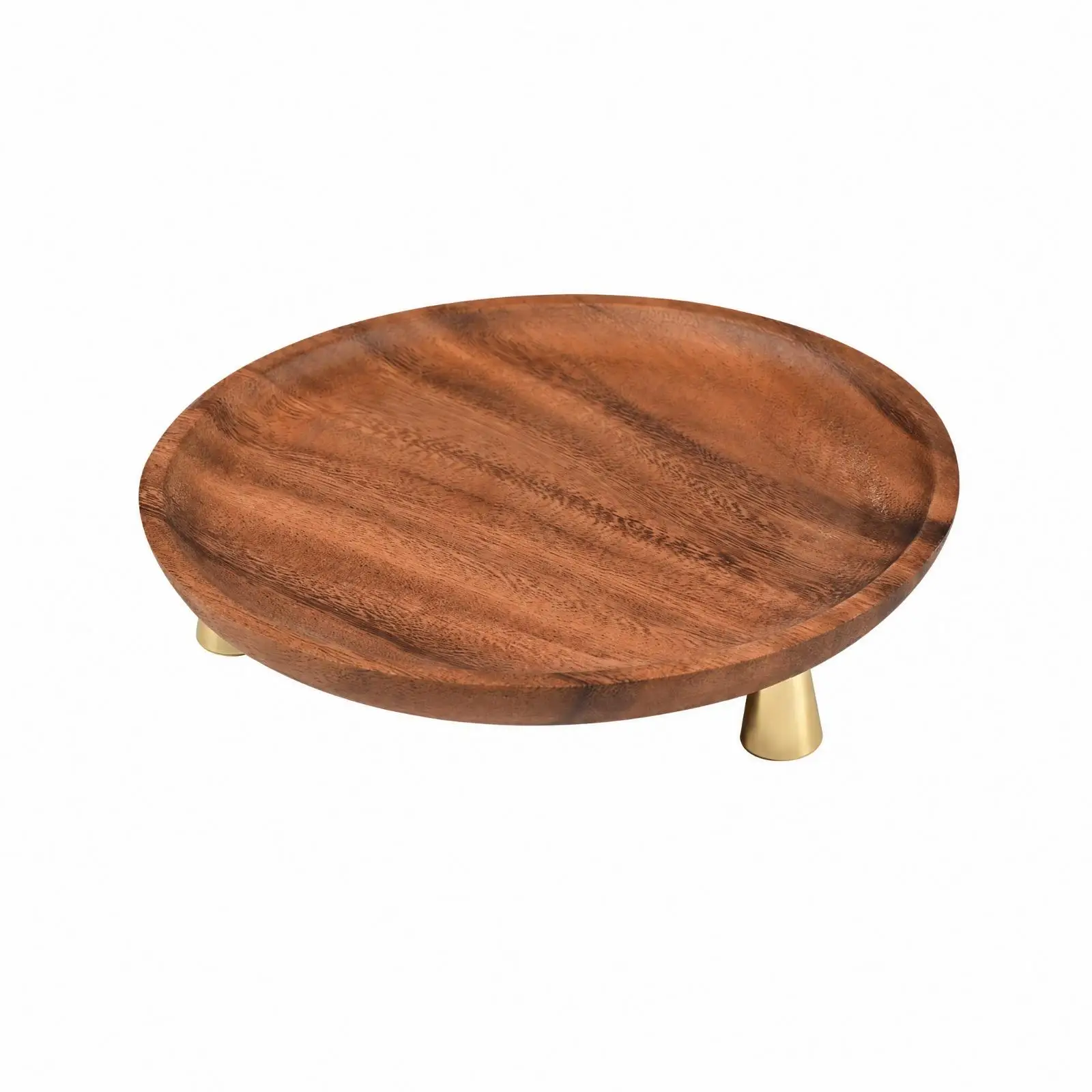 Solid Walnut Wood Catchall Tray for Scented Oil Bottles Perfume Jewelry Keys Elegant Round Storage Tray for Entryway Decor