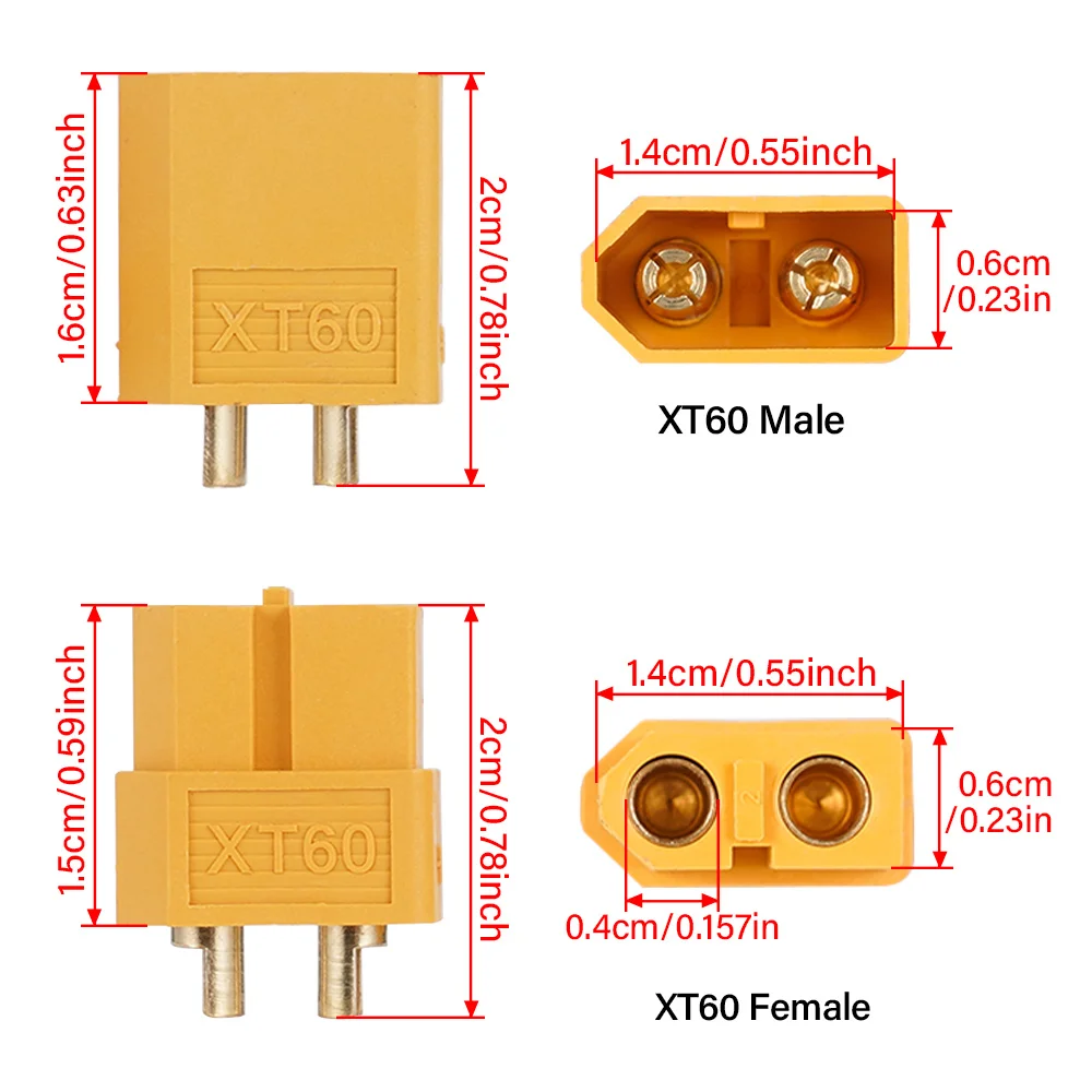 1 par de conectores tipo bala XT-60 macho hembra, 10cm, 14awg, cable de cobre estañado de silicona para batería Lipo RC, accesorios para drones
