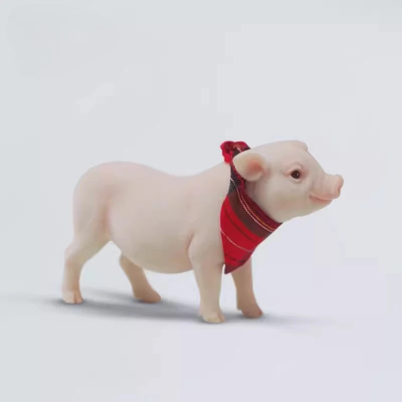 

JXK Handmade Different Postures Cute Pig Model with Scarf for Action Figures Desktop Ornament Toys in Stock