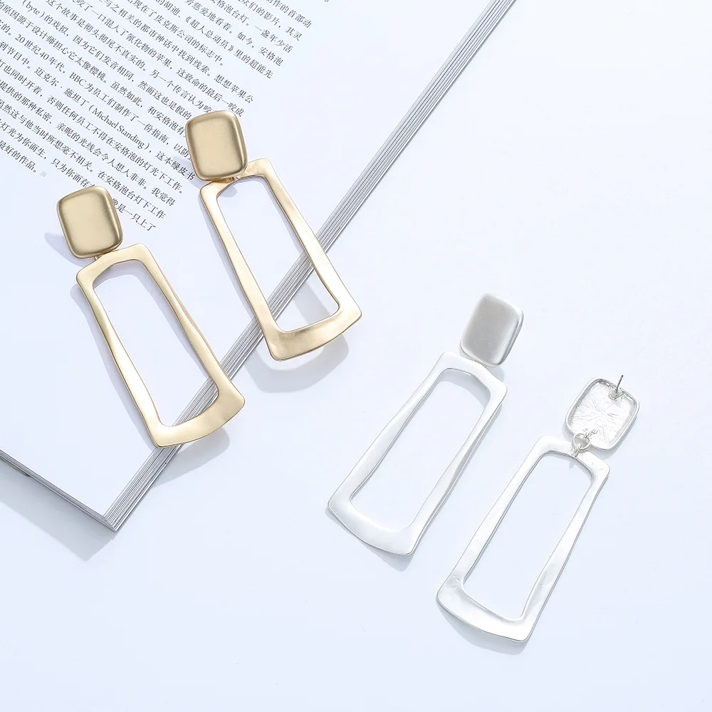 Unique Design Rectangular Metal Drop Earrings Personality Square Geometric Earrings for Women Party Jewelry