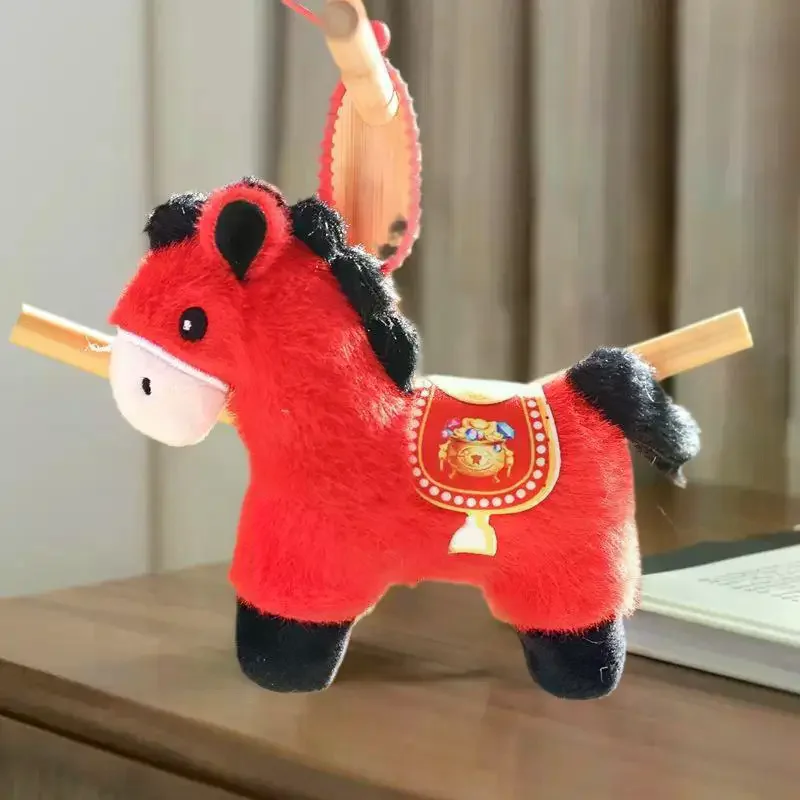 Plüschpferd Stofftier, Glücksbringer-Anhänger für Mondneujahr 2026, Taschendekoration Schlüsselanhänger Geschenk für Kinder