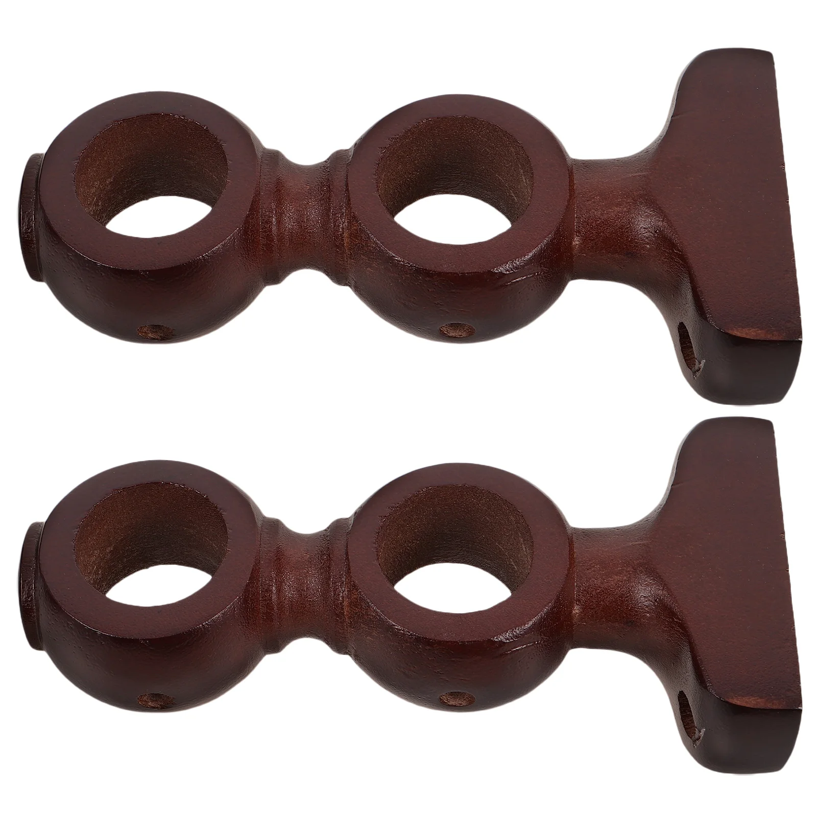 

2Pcs Wooden Curtain Rod Brackets Heavy Duty Double Bracket Design for Bedroom Living Room Wall Mounted Solid Wood Supports