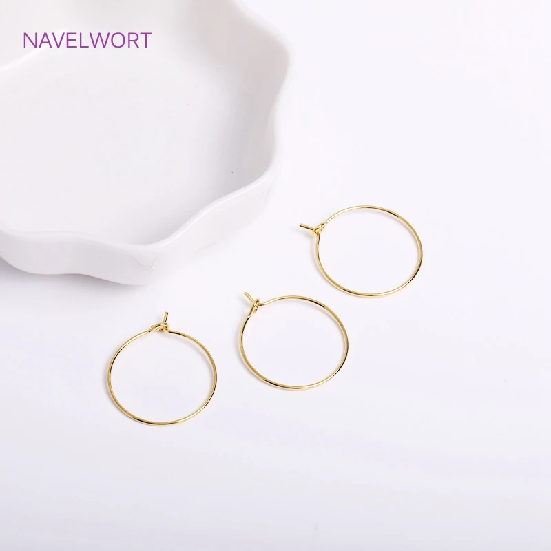 Multi Sizes 18K Gold Plated Round Hoop Earrings Brass Metal Circle Earring Findings For DIY Jewelry Making Craft