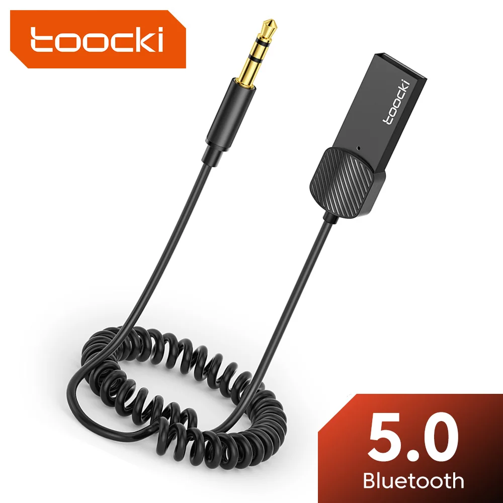 Toocki Car Bluetooth AUX Adapter 5.0 Reciver Dongle USB To 3.5mm Jack BT Transmitter Hands-free Calling for Headphones Speaker