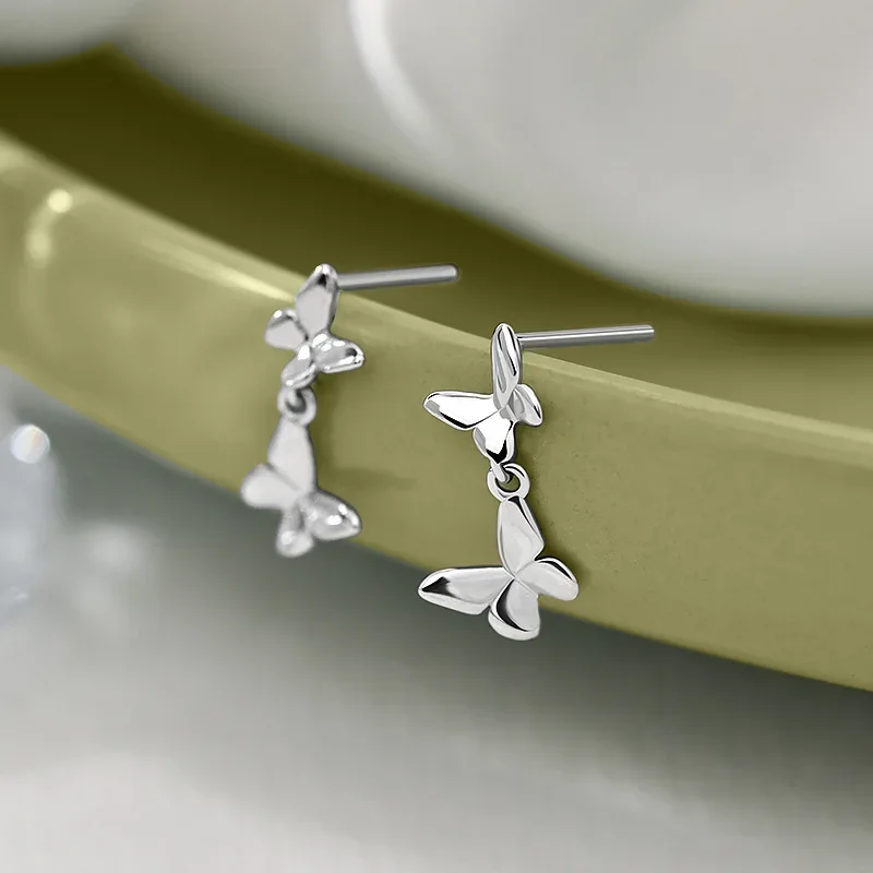 

New Hot Fashion 925 Sterling Silver Butterfly Earrings for Women Girls Gift Fashion Statement Jewelry